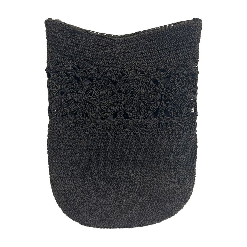 Kathie Lee Collection Black Macrame Crossbody Purse Zipper Closure Boho